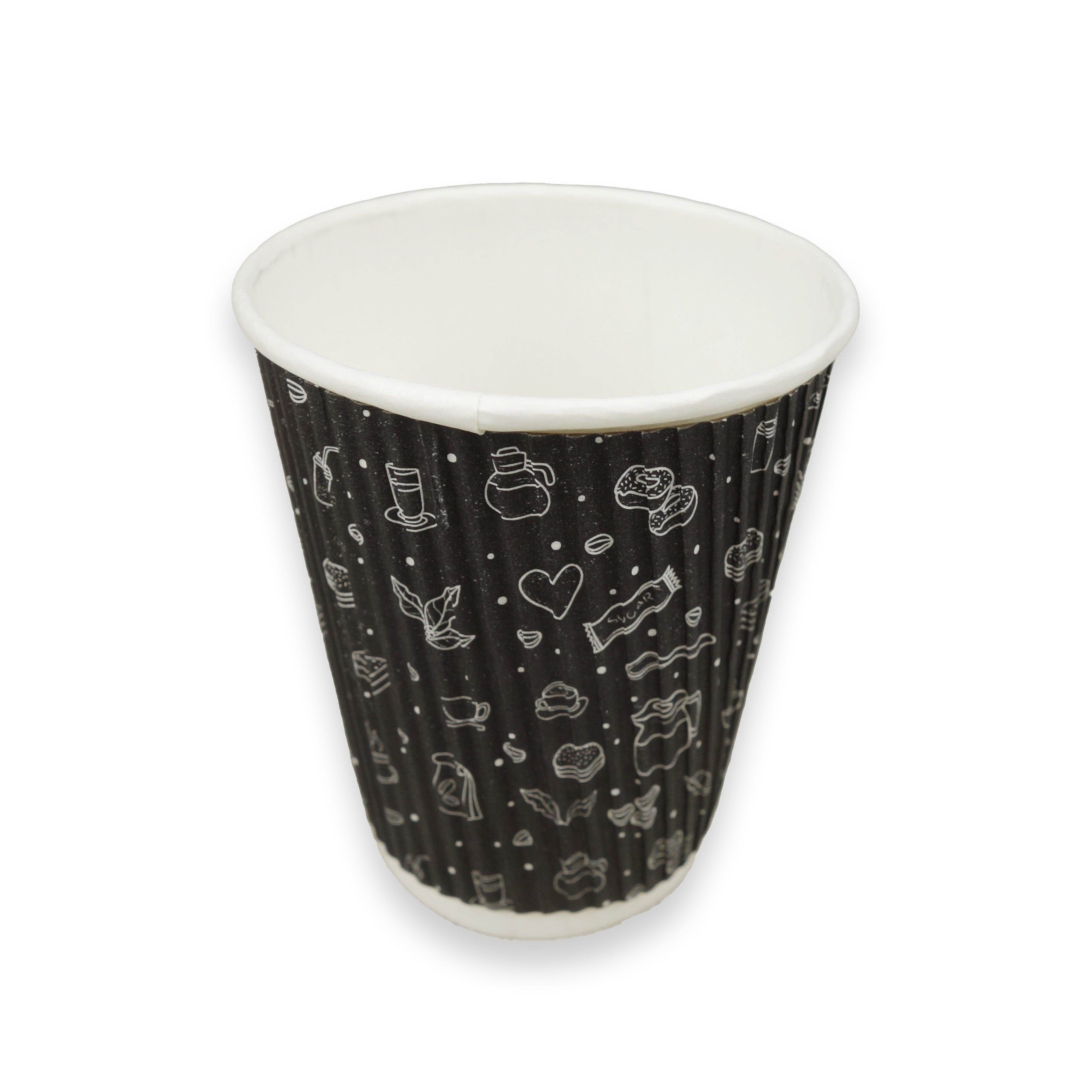 Disposable Ripple Cup With Lid - 8 Oz Pack of 50 - SV Bazaar