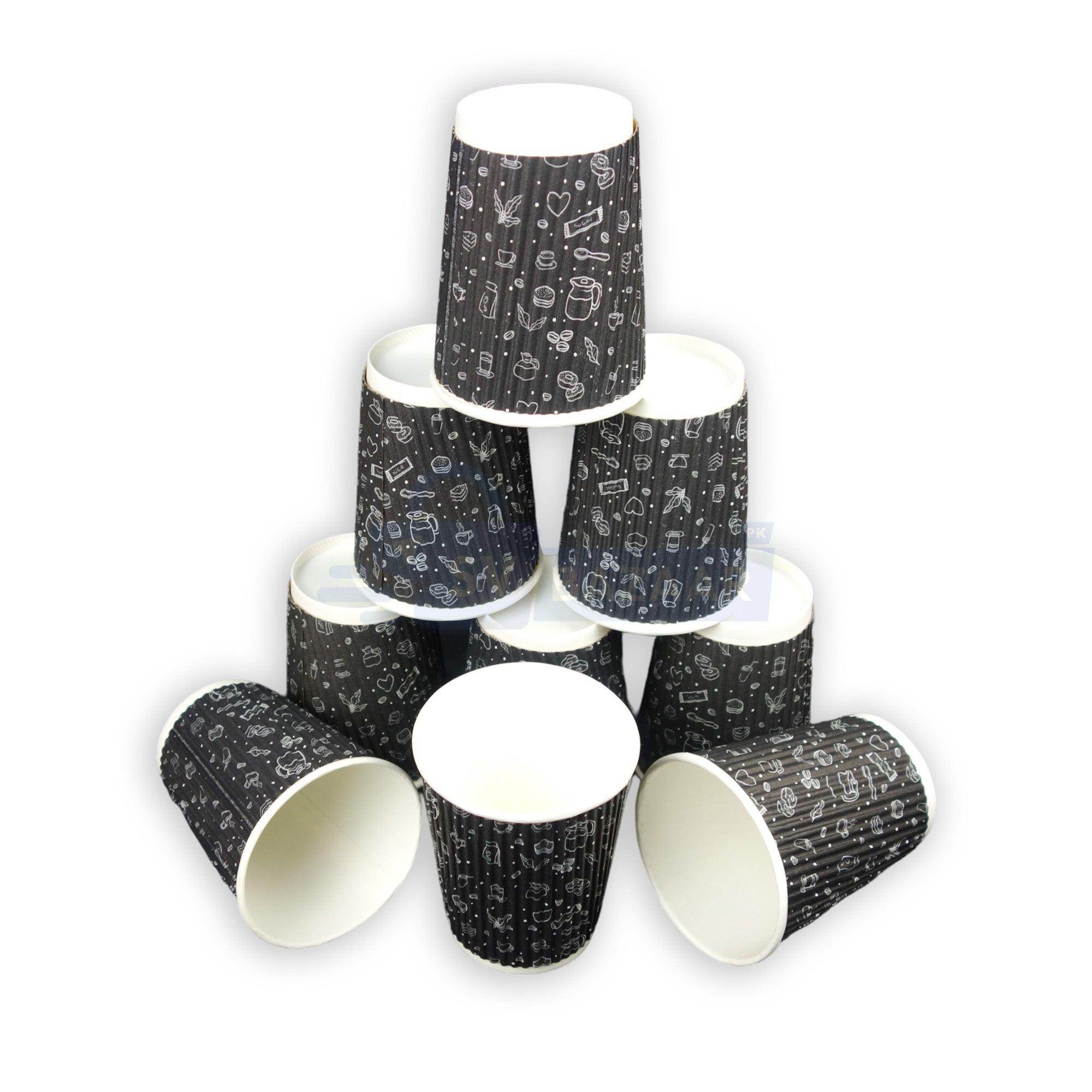 Disposable Ripple Cup With Lid - 8 Oz Pack of 50 - SV Bazaar