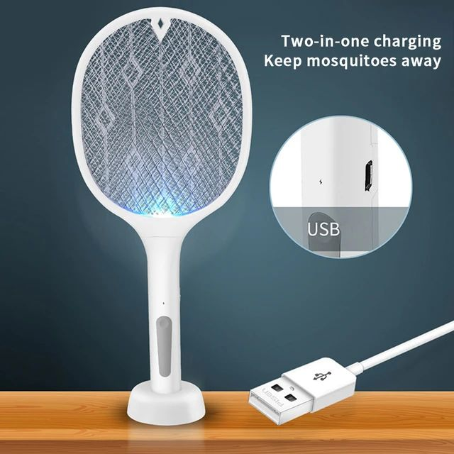 2in1 Electric Shock Rechargeable Mosquito Killer Racket