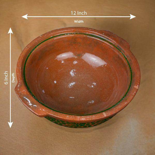 Large Glazed Clay Handi with Lid - SV Bazaar