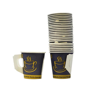 Paper Coffee Cups With Handle (imported) - Pack of 100 - SV Bazaar