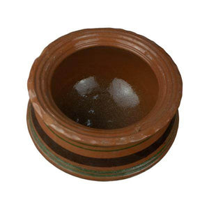 Standard Glazed Brown Stripes Clay Handi - SV Bazaar