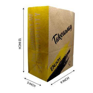 Brown Paper Food Bags - Printed Takeaway Bags (Pack Of 50 Pcs) - SV Bazaar