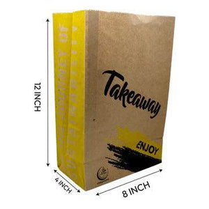 Brown Paper Food Bags - Printed Takeaway Bags (Pack Of 50 Pcs) - SV Bazaar