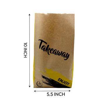 Brown Paper Food Bags - Printed Takeaway Bags (Pack Of 50 Pcs) - SV Bazaar