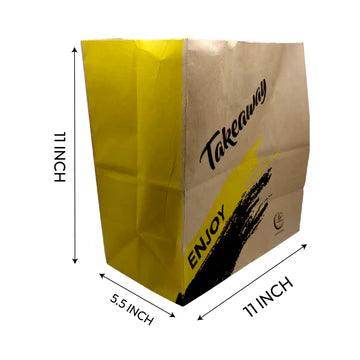 Brown Paper Food Bags - Printed Takeaway Bags (Pack Of 50 Pcs) - SV Bazaar