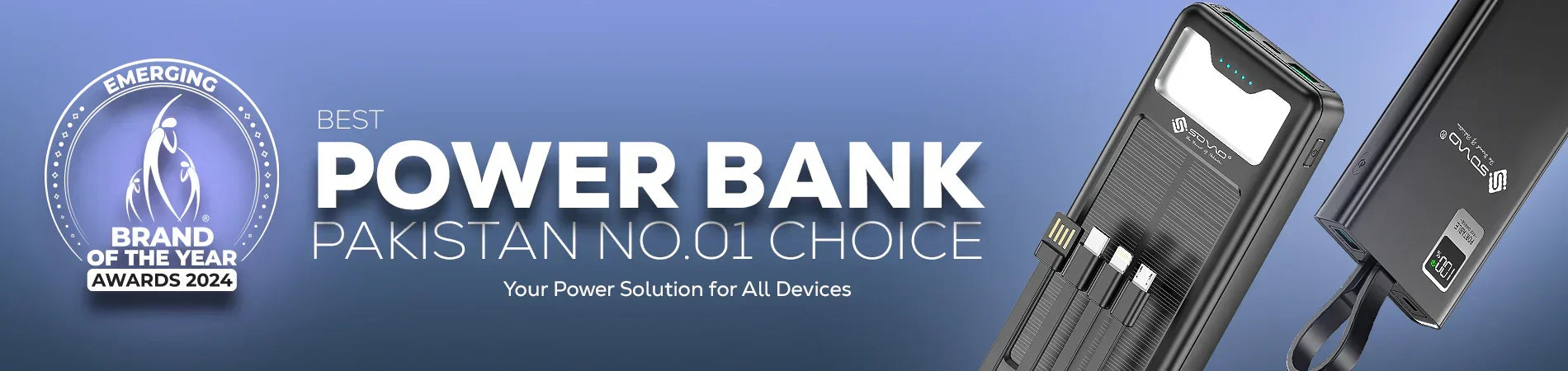Best power bank Pakistan No.1 choice with Emerging Brand of the Year Awards 2024 badge