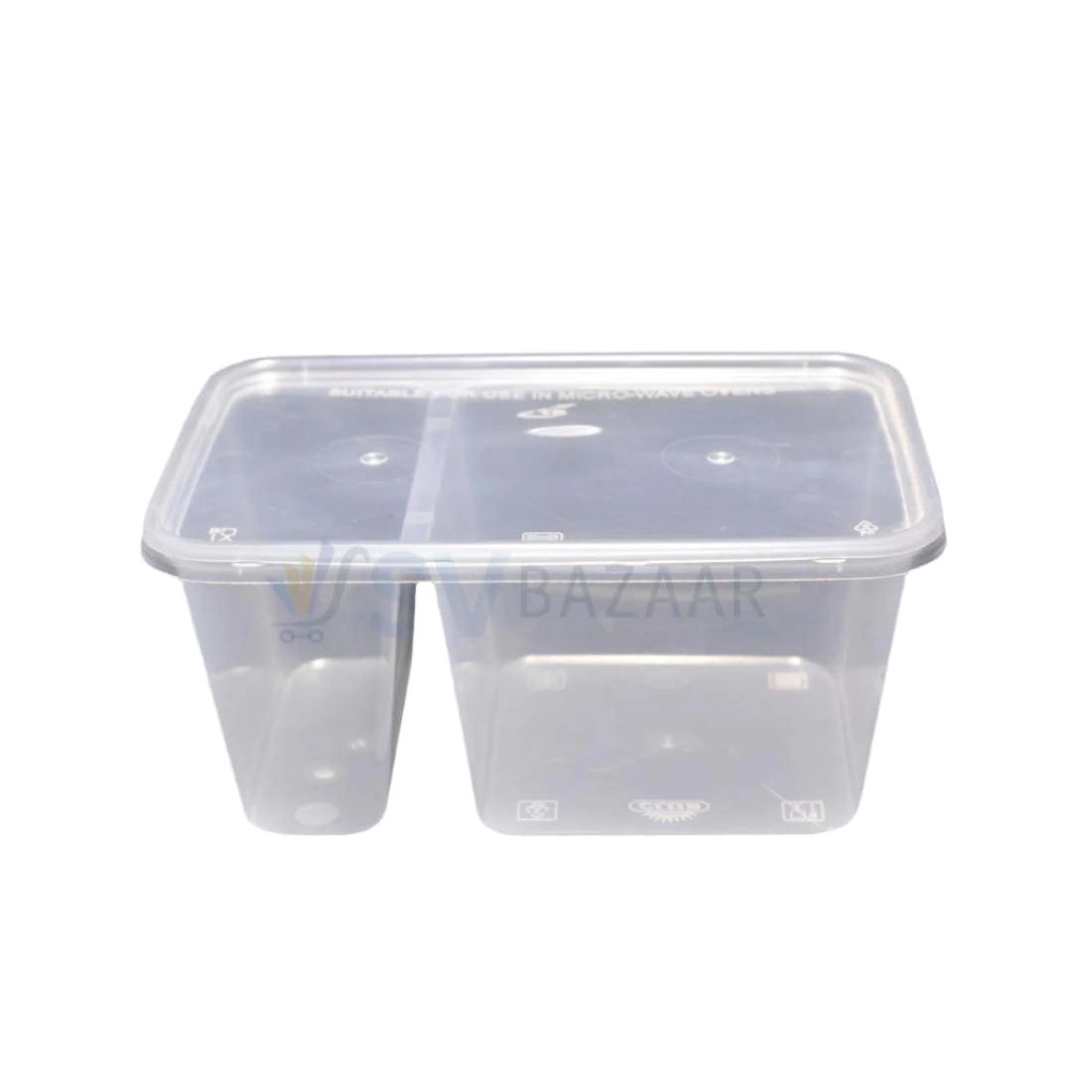 Compartment Food Containers - 2 Partition Box Pack of 50