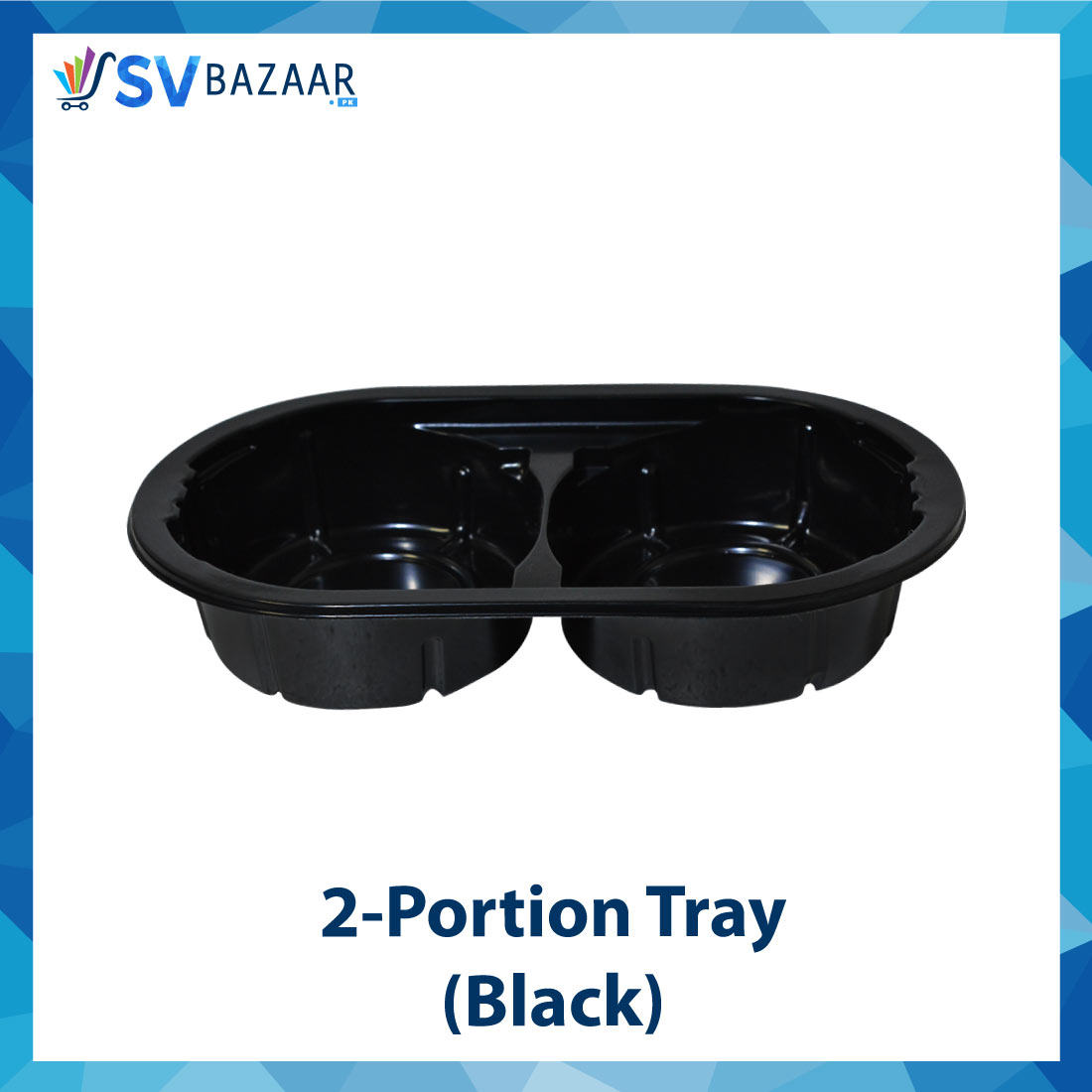 2 portion Tray - Black w/o Lid Pack of 25