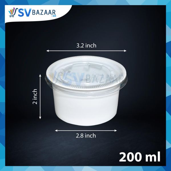 200 ml Disposable Round Milky Food Box - Food Grade