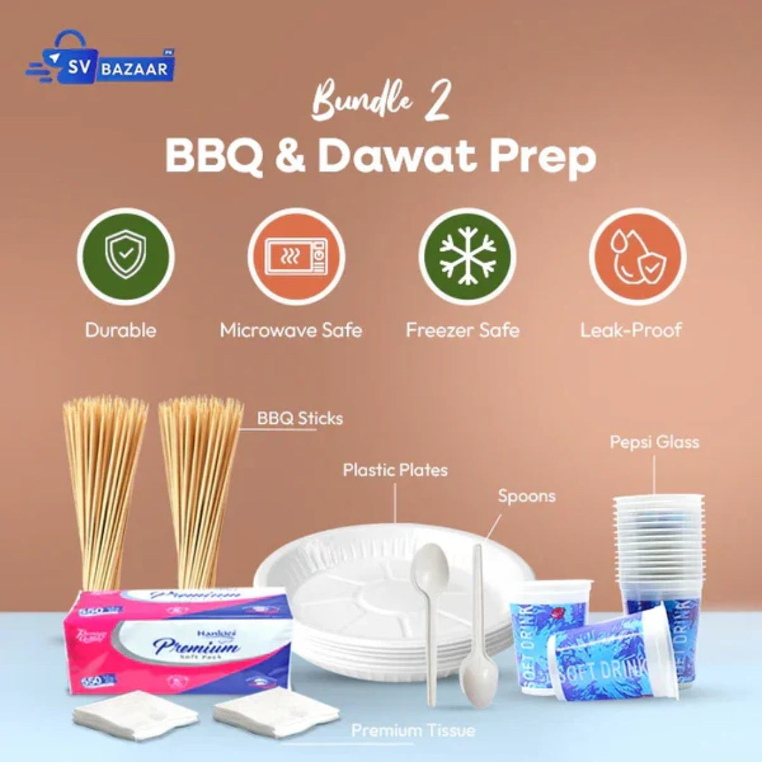 BBQ & Dawat Prep Bundle - Complete Disposable Serving & BBQ Set