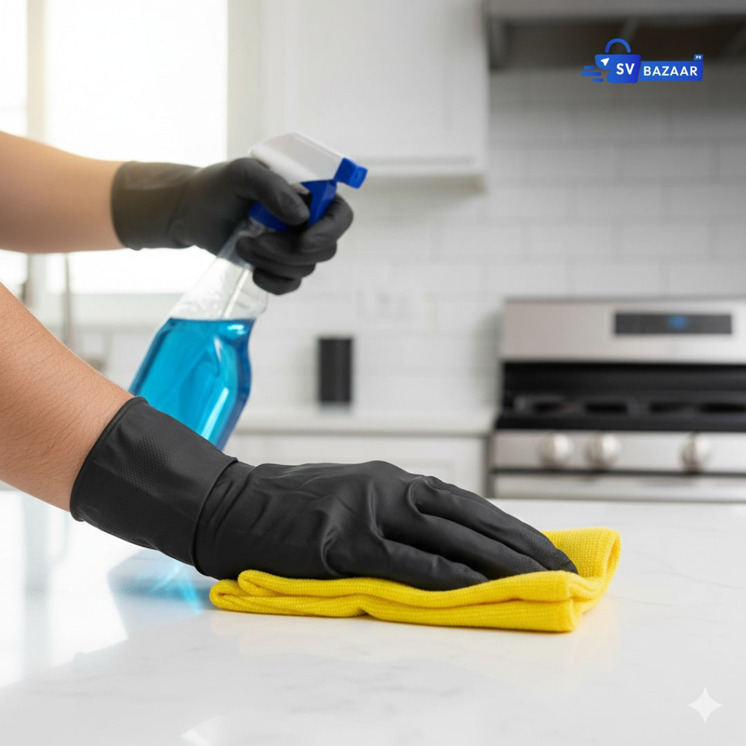 Disposable Black Vinyl Gloves - Powder Free (Pack of 100)