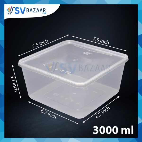 3000 ML Plastic Food Takeaway Containers