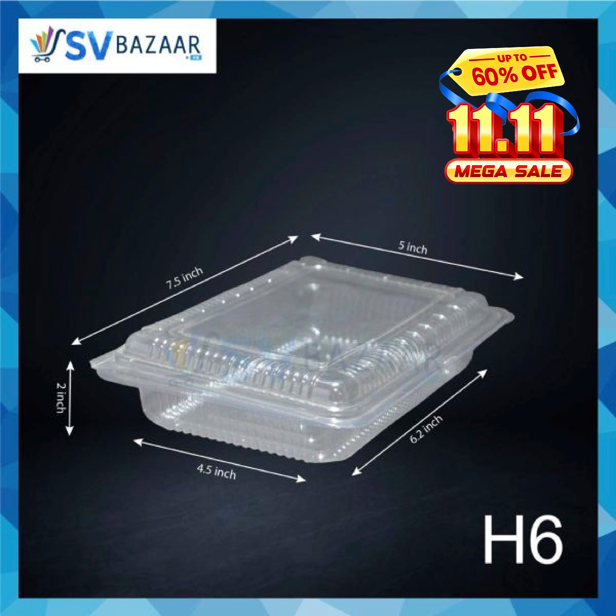 Frozen Food Plastic Box With Lid - H6 Pack of 100