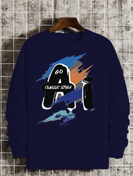 Winter Printed Sweatshirt (Unisex) Dark Blue