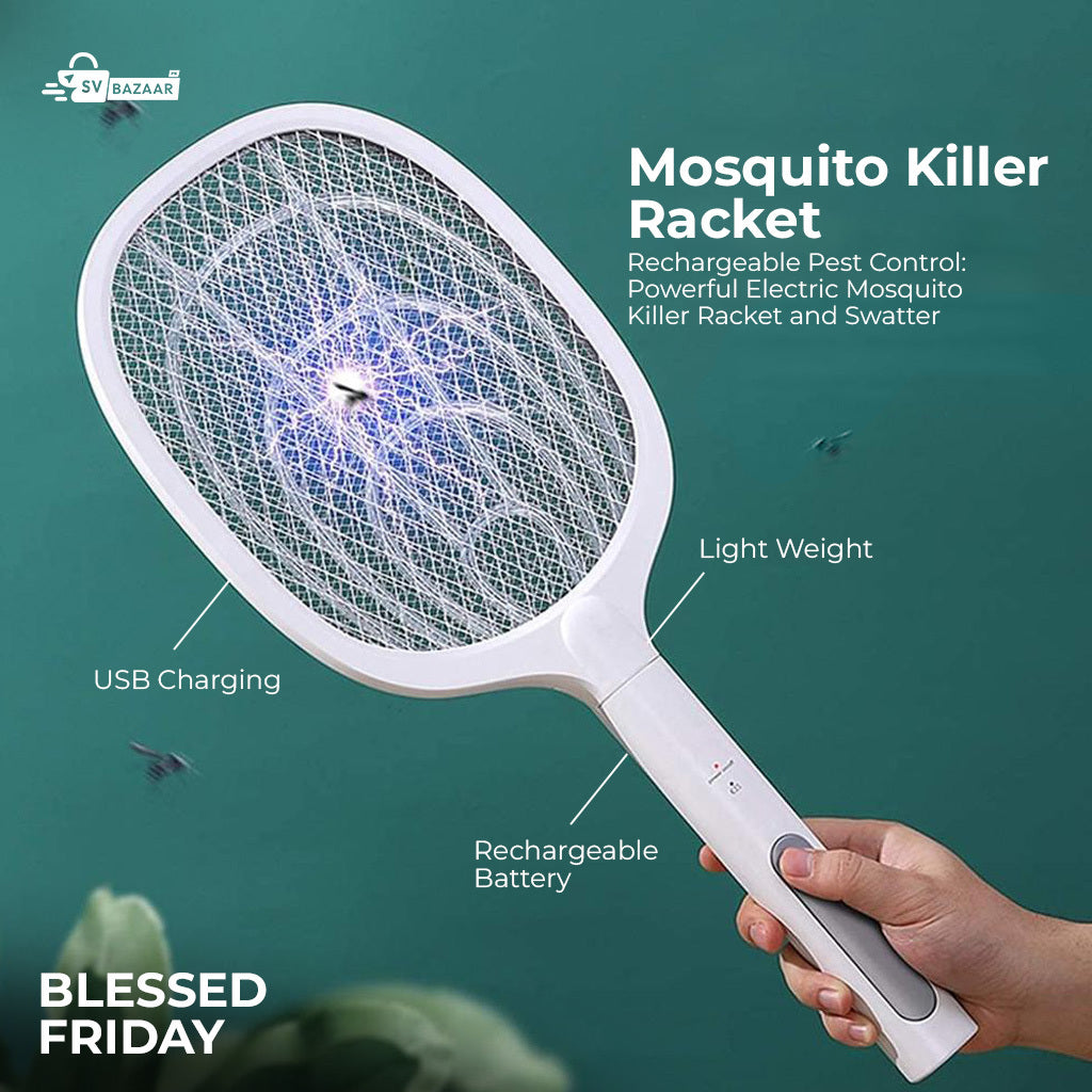 2in1 Electric Shock Rechargeable Mosquito Killer Racket