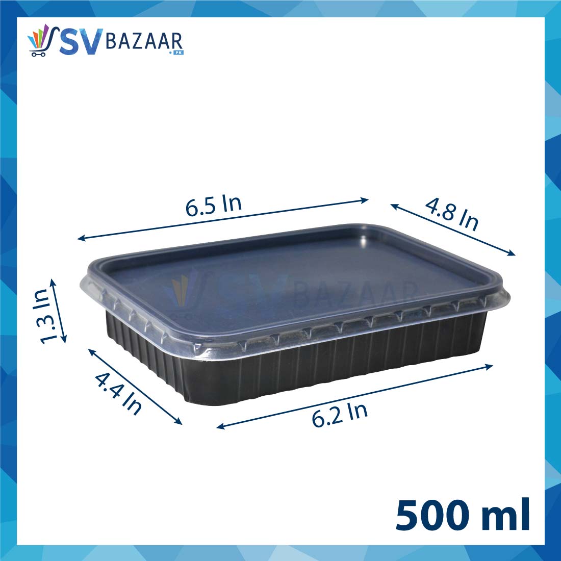 Black Rectangular Container (500ml) TZ - Pack of 50