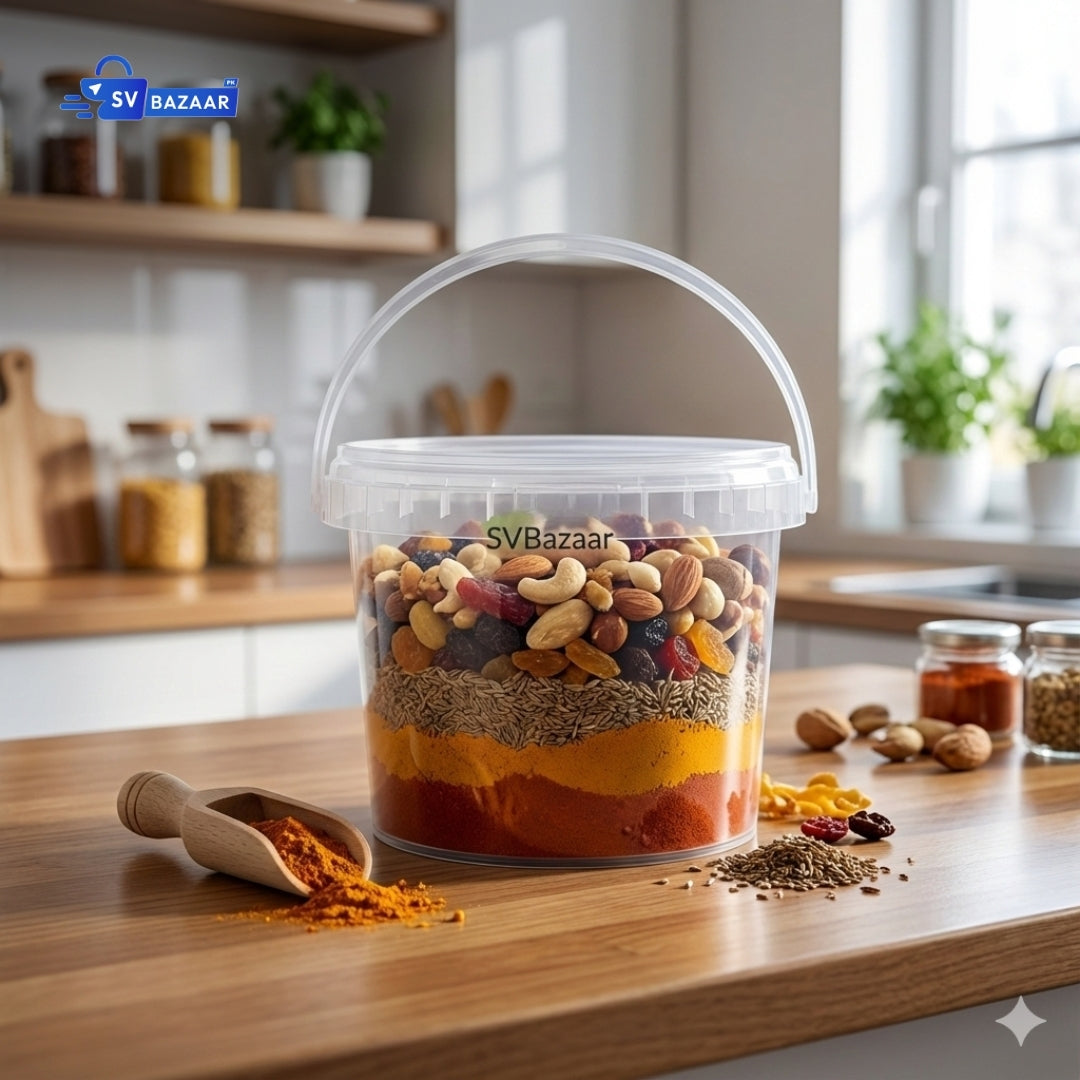 Clear Plastic Bucket With LID - 500ML