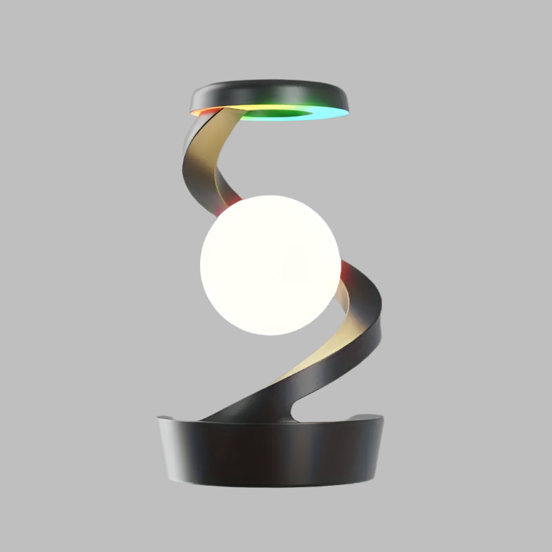 Rechargeable RGB Spiral Moon Lamp with Wireless Phone Charging – Floating Magnetic Light for Room & Desk Decor