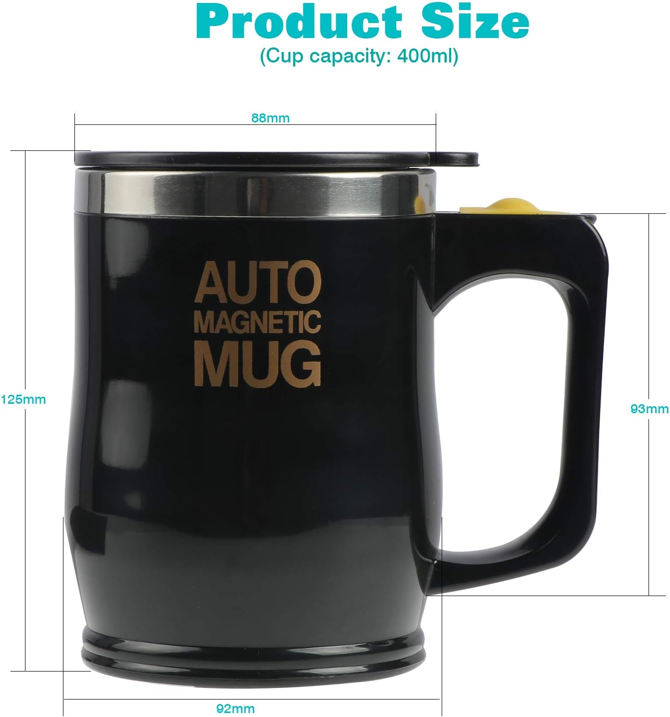 SHEENO Electric Self Stirring Coffee Mug, 400ML Stainless Steel Auto Magnetic Mug