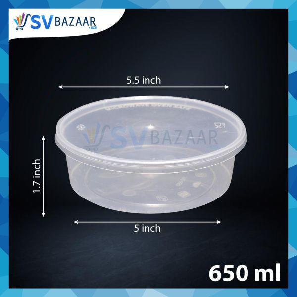 650 ML Round Disposable Food Storage Containers