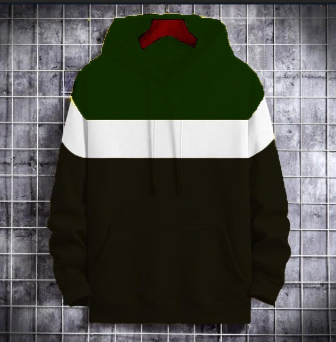 Winter Panel Multi-Color Pullover Hoodie (Unisex) Green