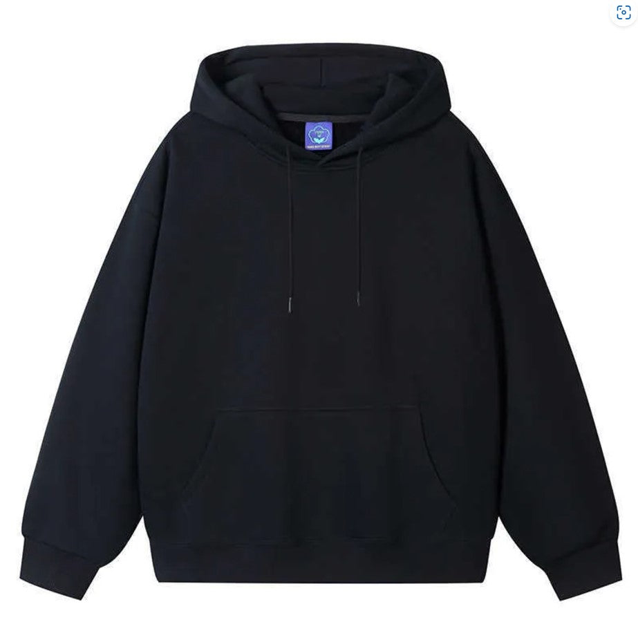 Winter Plain Pullover Korean Style Hoodie (Unisex) Black