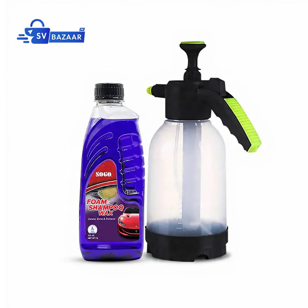 2L Spray Bottle Portable Handheld Adjustable Multipurpose Car Wash & Water Sprayer with Shampoo