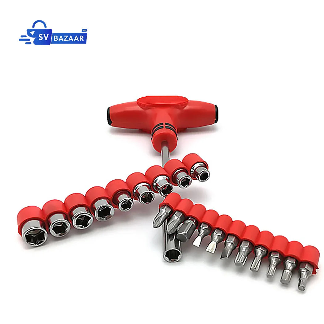 24pcs T-Handle Screwdriver Set with Bits - Durable Multi Purpose Household & Professional Tool Kit