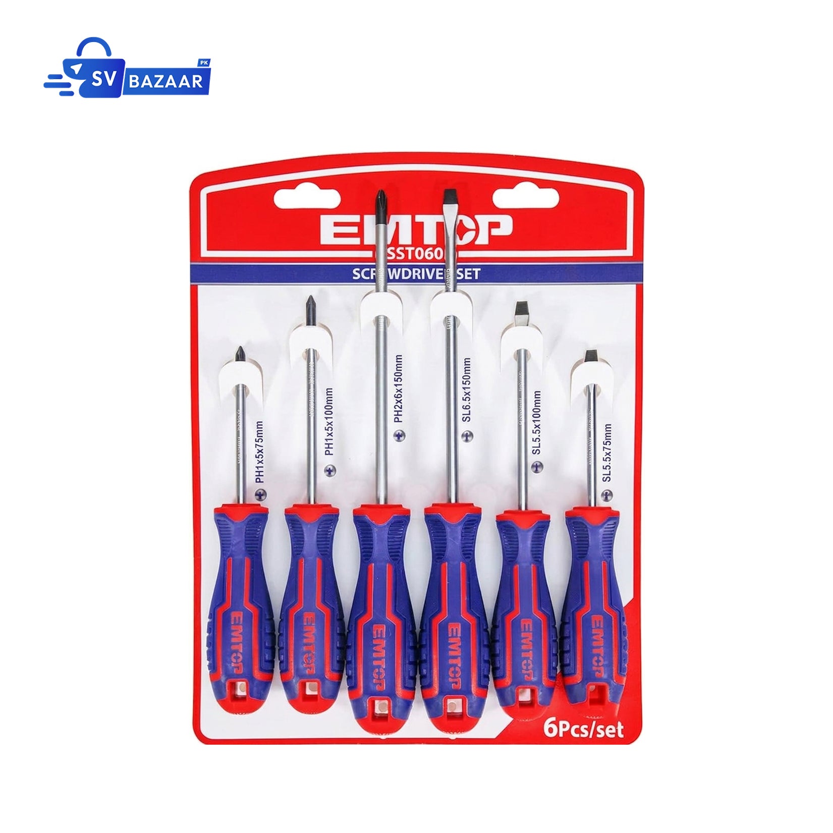 Emtop 6 Pcs Screwdriver Set ESST0602 - Magnetic Durable Professional Hand Tool