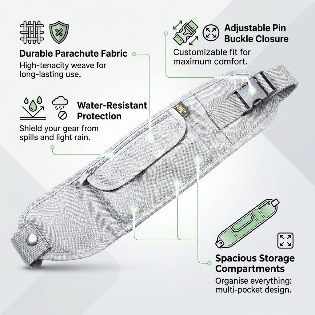 Men’s Ihram Belt – Adjustable Hajj & Umrah Waist Belt with Zipper Pockets