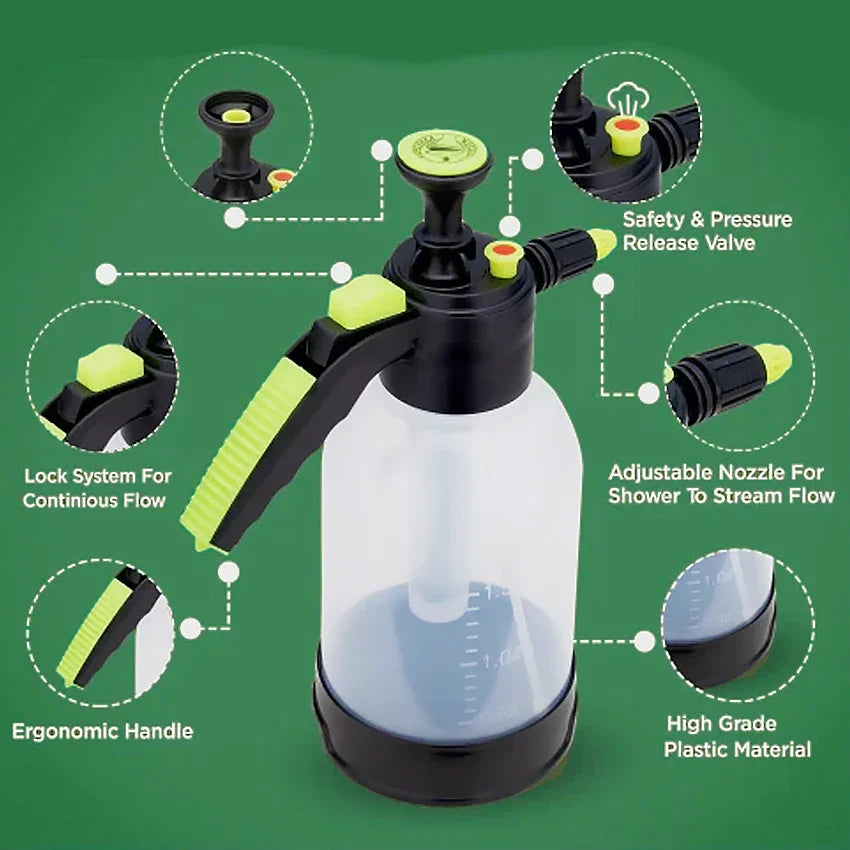 2L Spray Bottle Portable Handheld Adjustable Multipurpose Car Wash & Water Sprayer with Shampoo