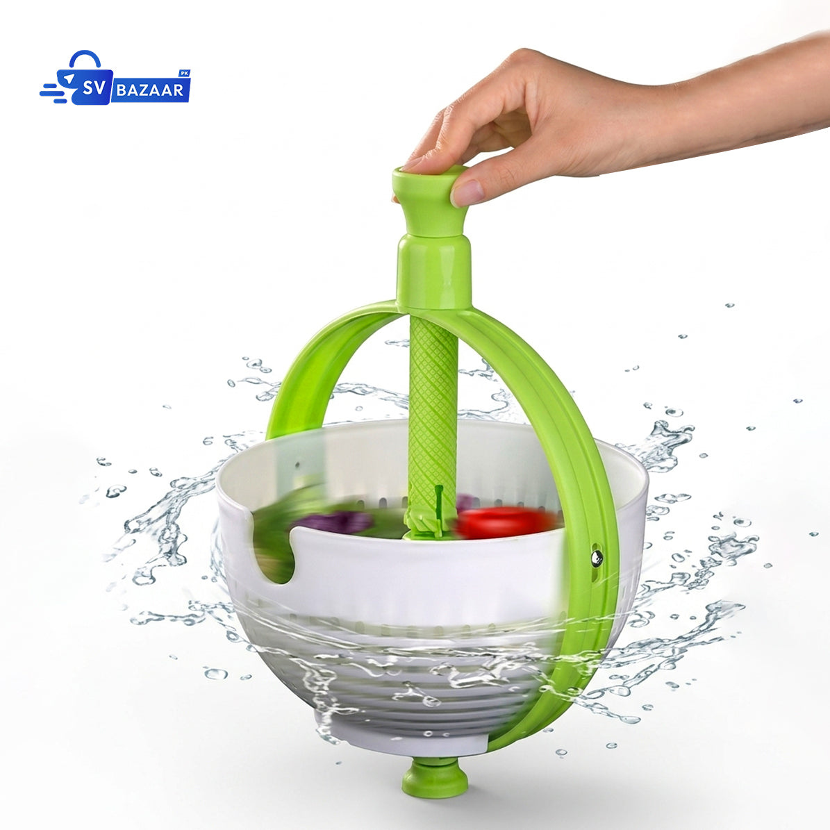 3-in-1 Rotating Salad Spinner Basket – Manual Vegetable & Fruit Washer, Drainer & Dryer
