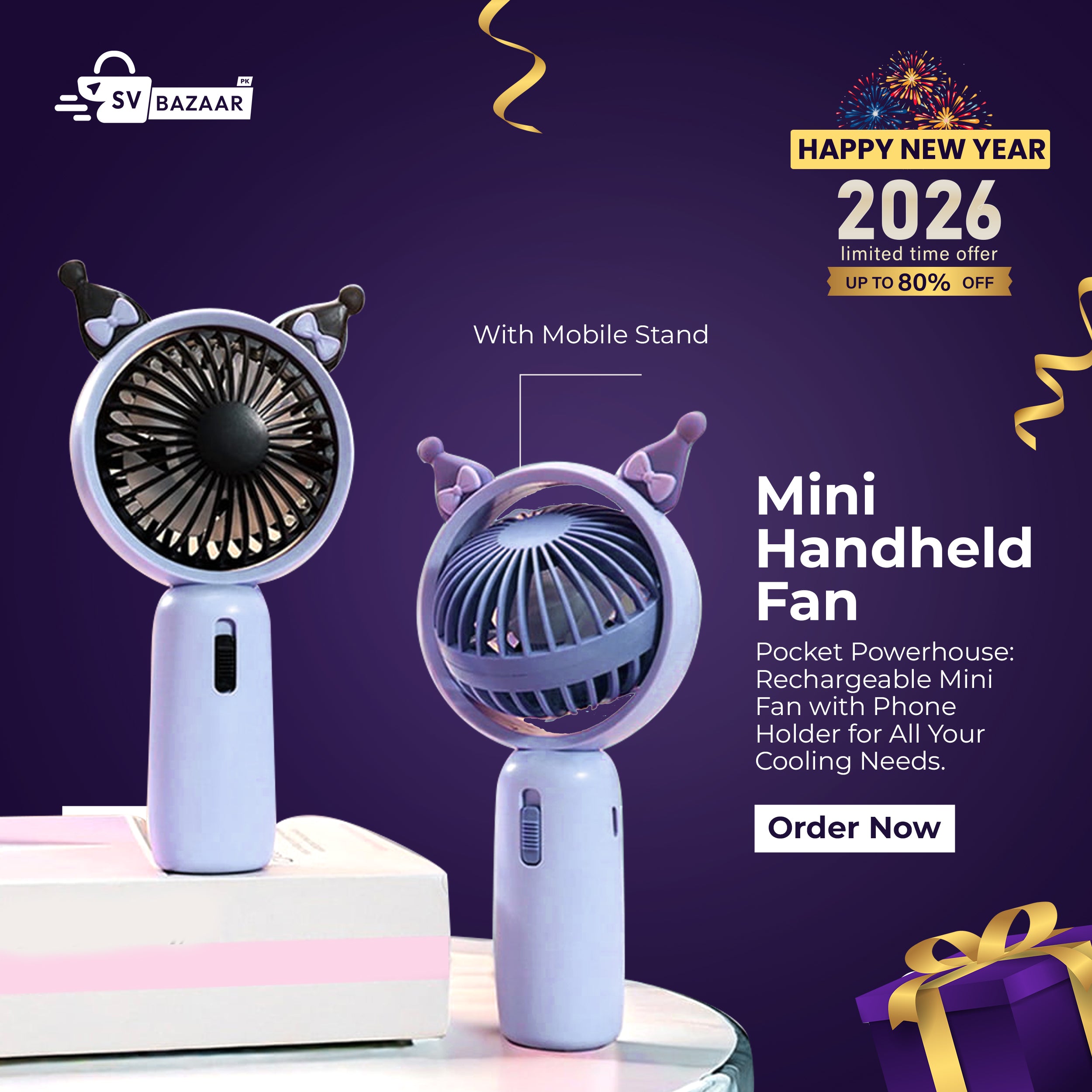 Mini Handheld Cute Fan with Mobile Stand