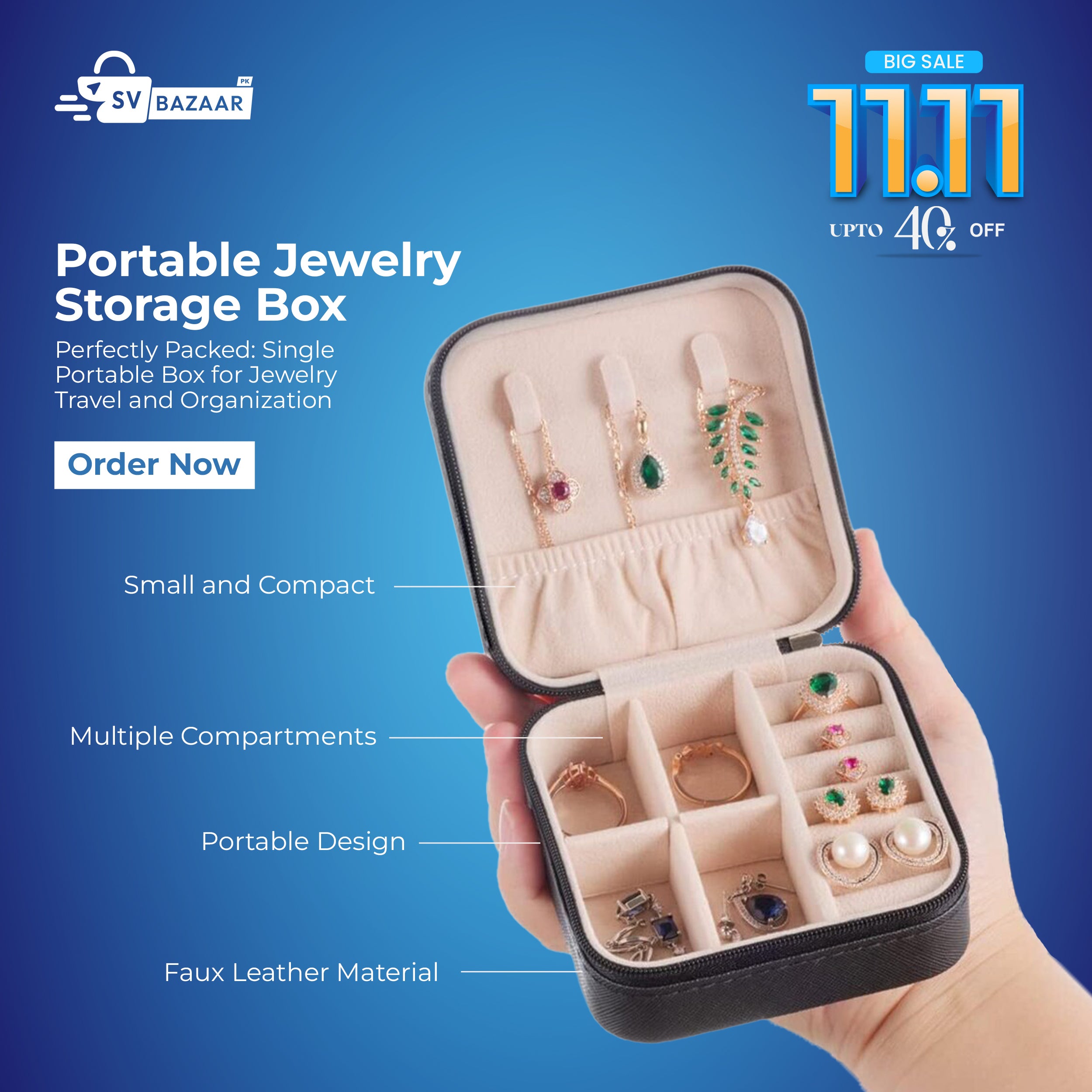 1pcs Portable Jewelry Storage Box Travel Storage Organizer Jewelry .