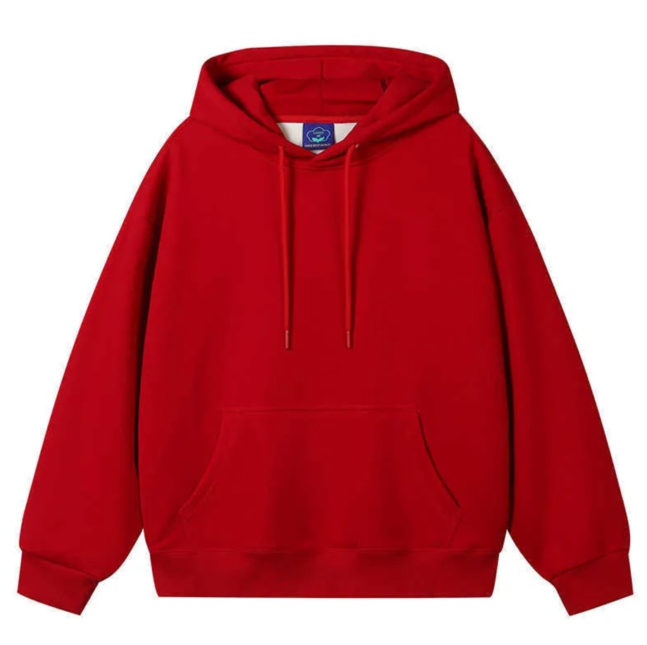 Winter Plain Pullover Korean Style Hoodie (Unisex) Red