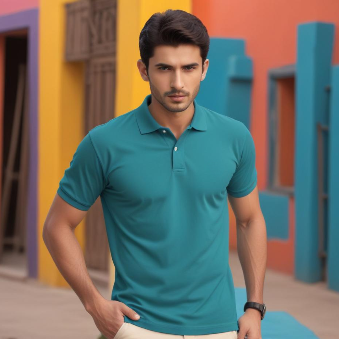 Aqua Blue Basic Polo Shirt