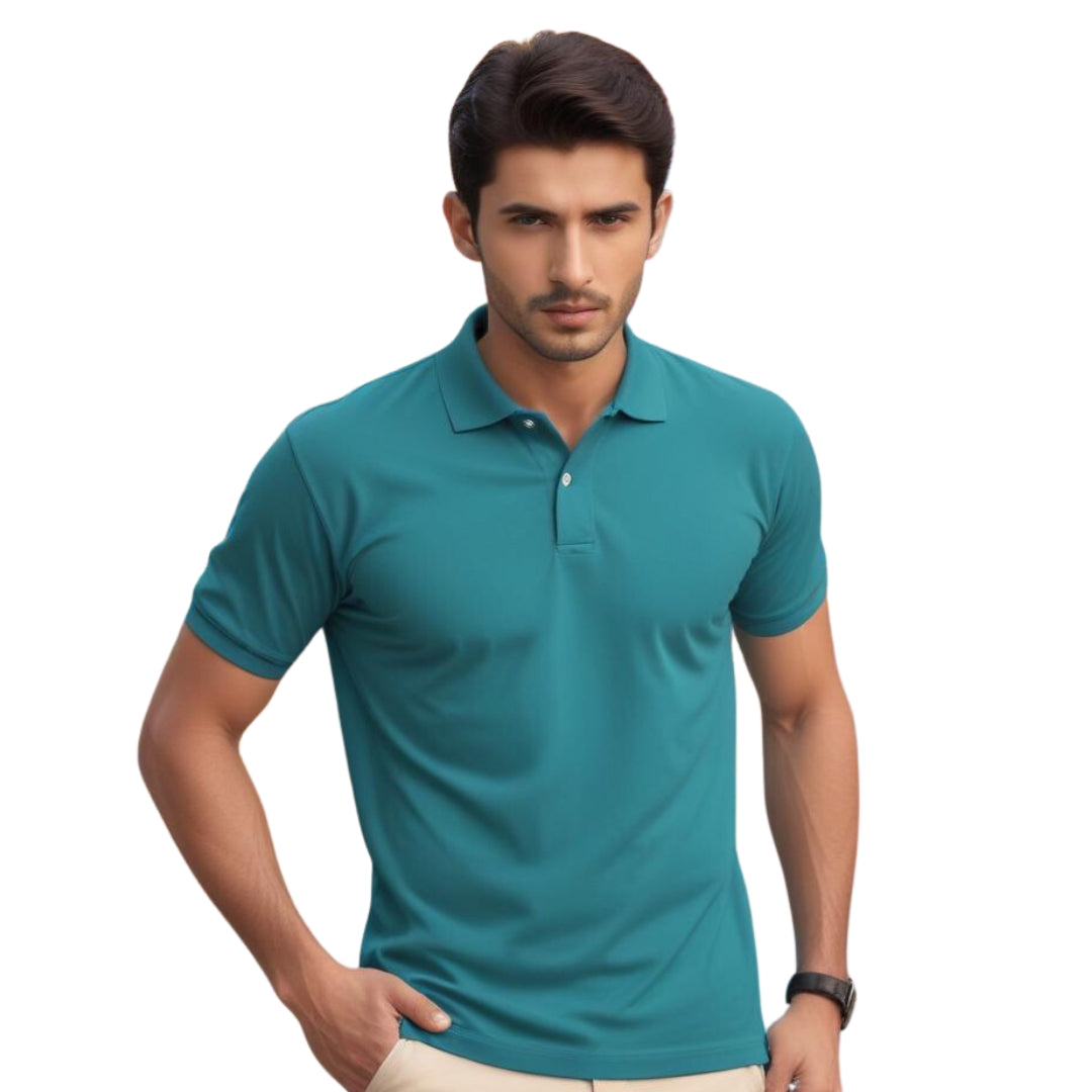 Aqua Blue Basic Polo Shirt