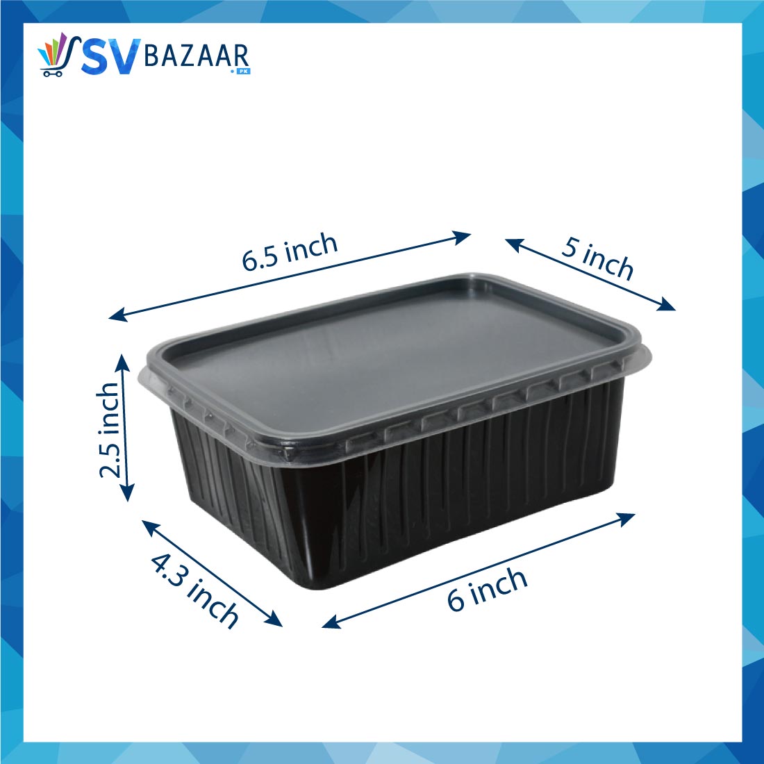 Black Rectangular Container (1000ml) TZ - Pack of 50