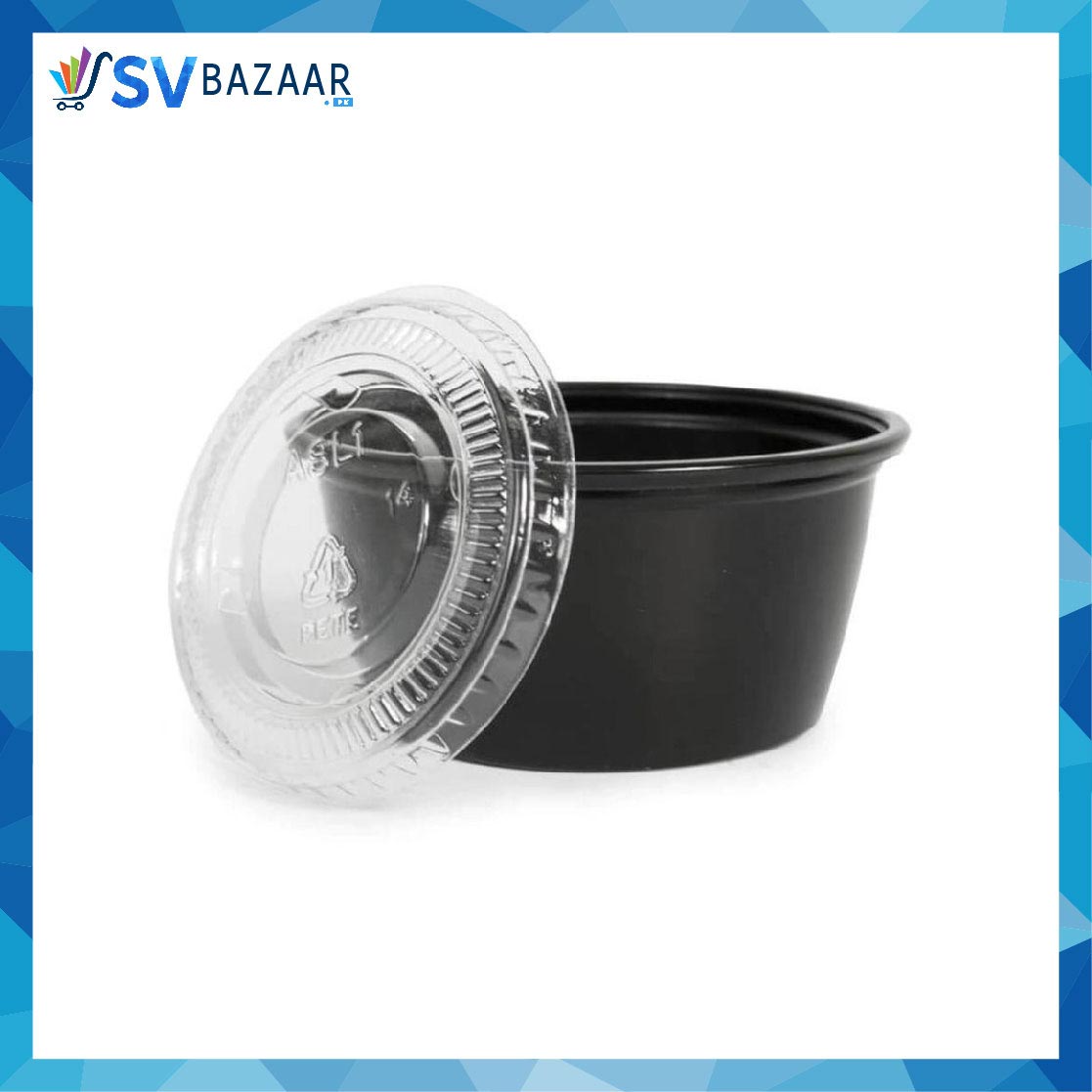 Sauce Cup With Lid - 2 Oz - Black Pack of 100