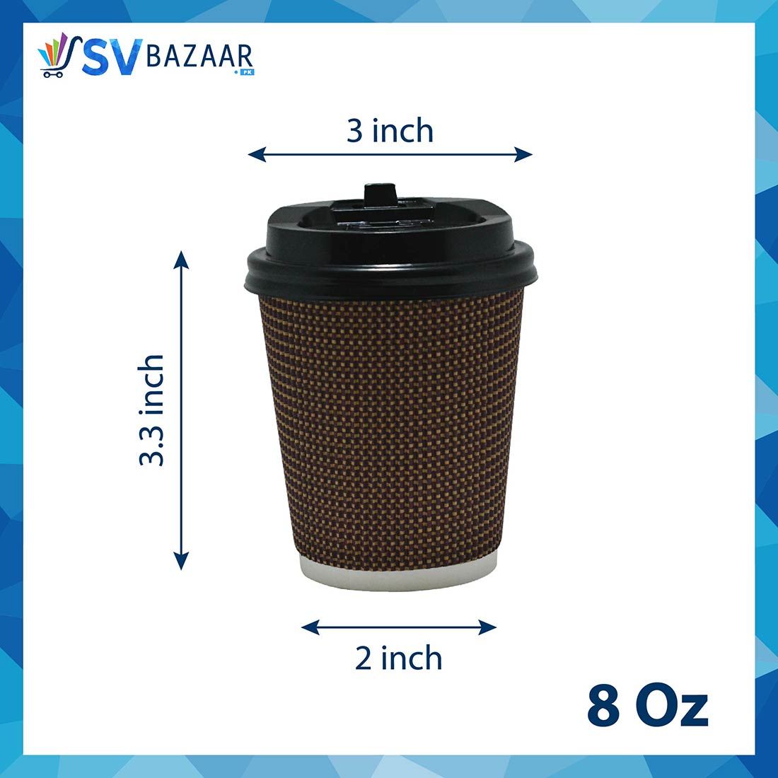 8 Oz. Paper Coffee Ripple Cups - Pack of 50