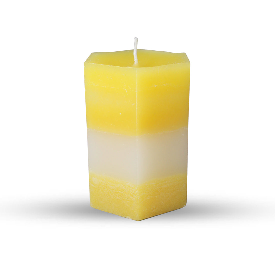 Cylinder shaped candle (Yellow & white)