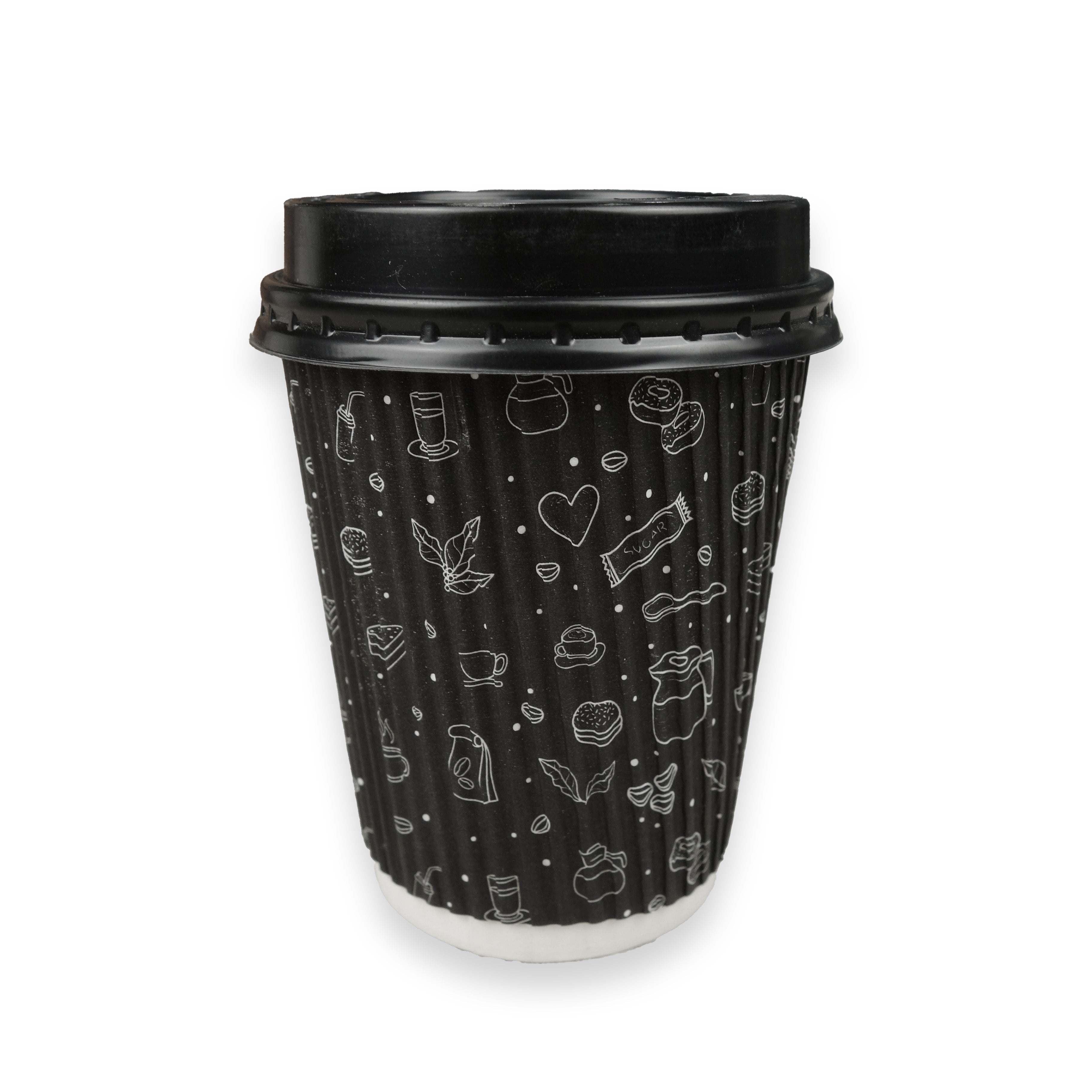 Disposable Ripple Cup With Lid - 8 Oz Pack of 50