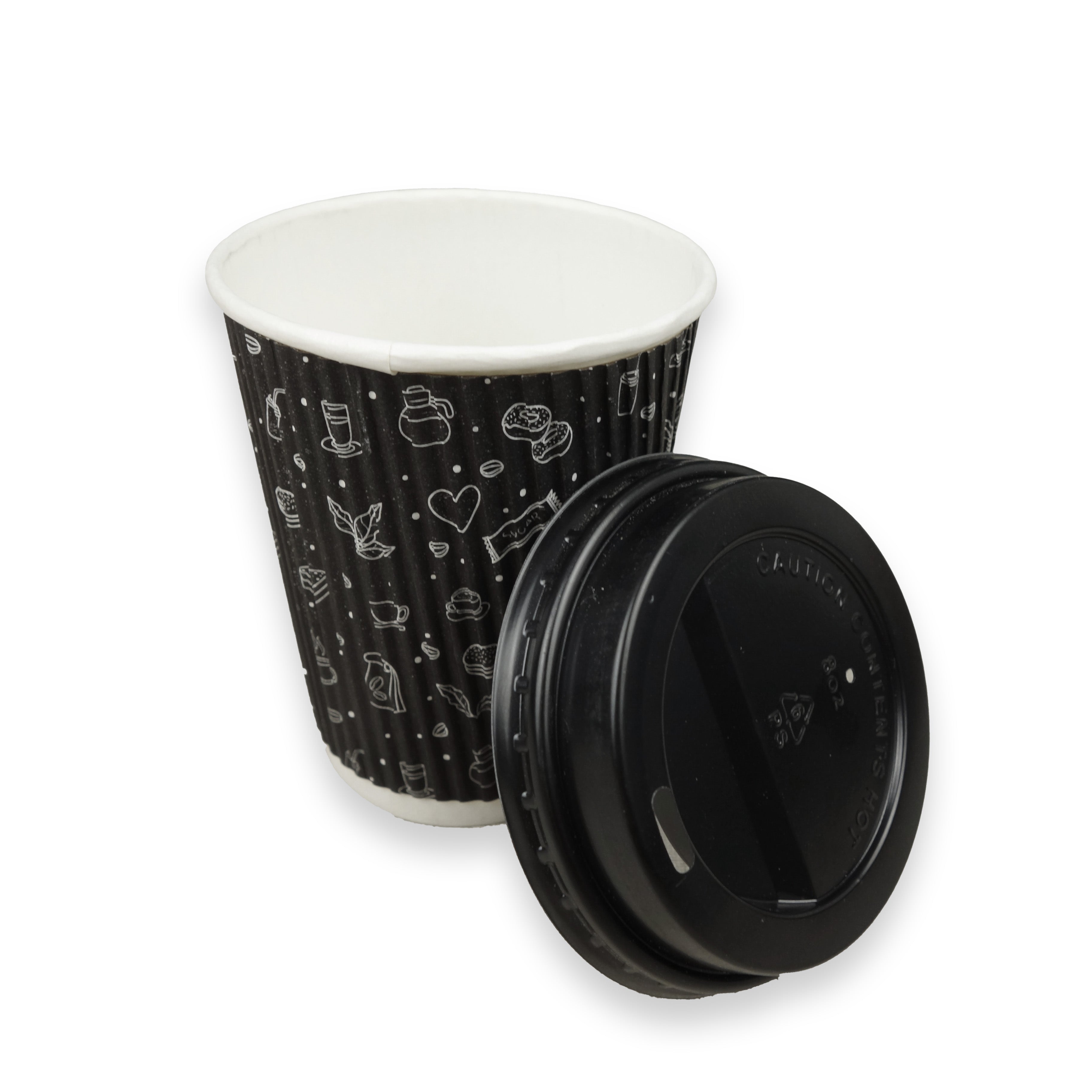 Disposable Ripple Cup With Lid - 8 Oz Pack of 50