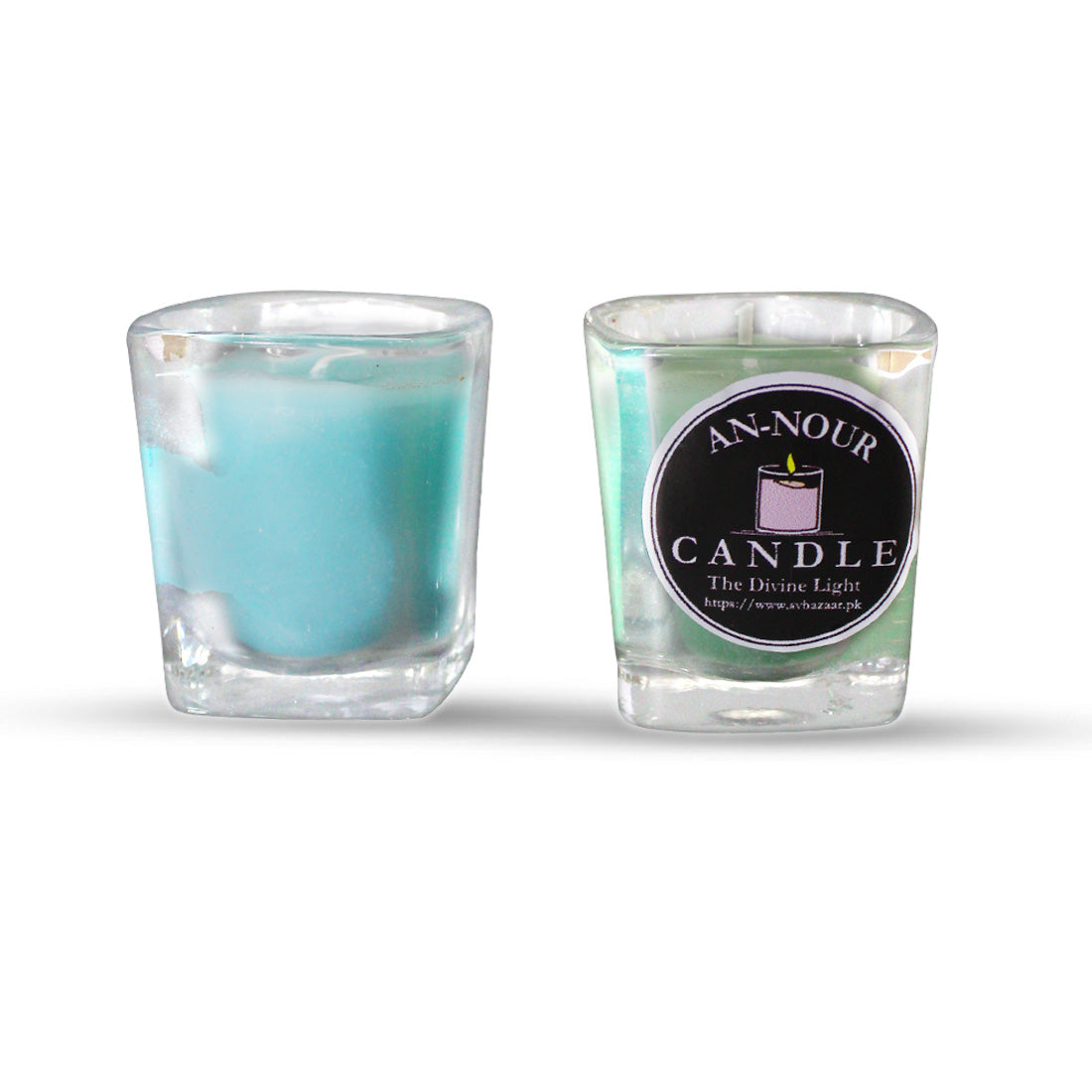 Glass Candle small blue pair