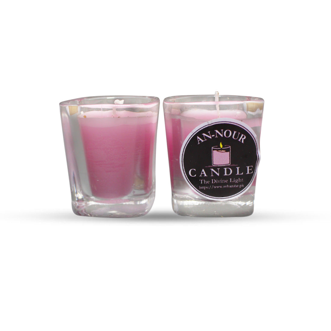 Glass Candle small pink pair