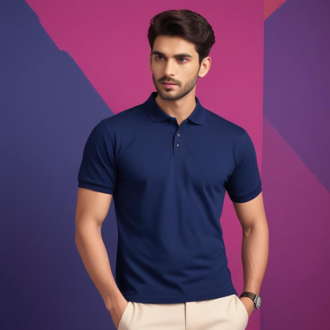 Navy Blue Basic Polo Shirt