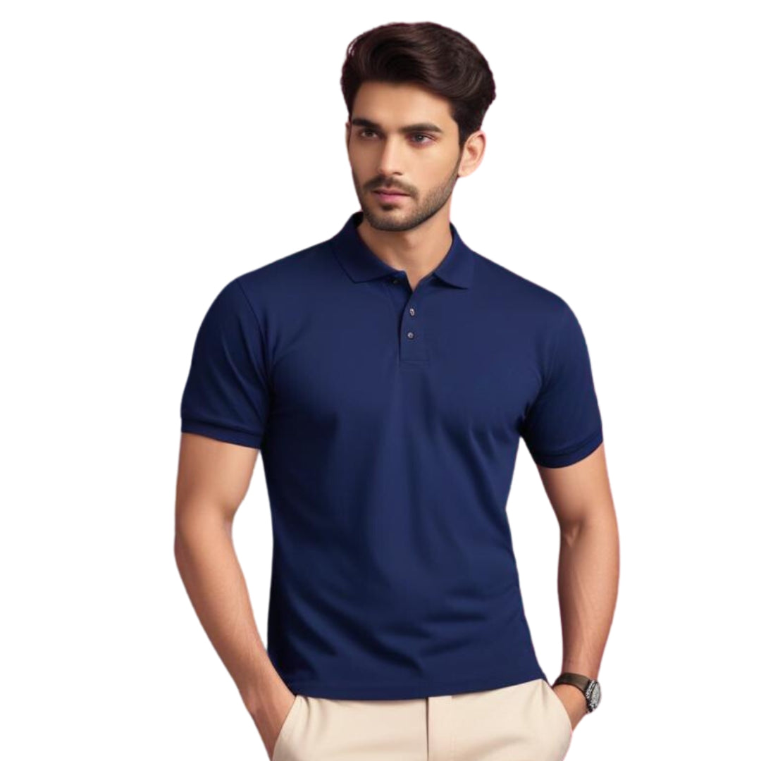 Navy Blue Basic Polo Shirt