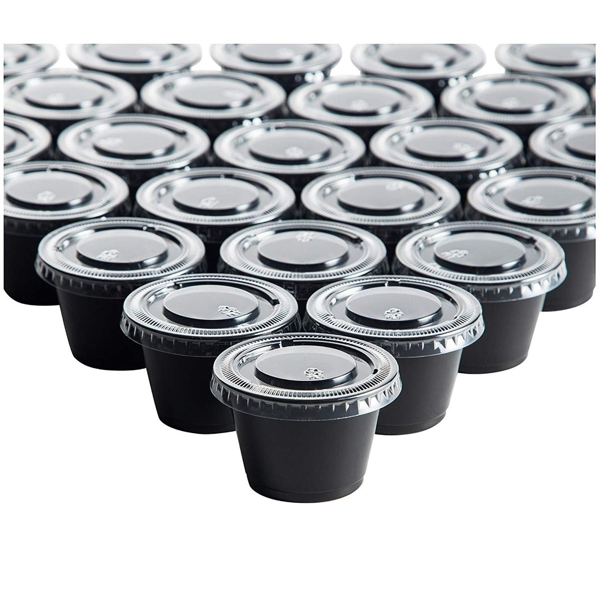 Sauce Cup With Lid - 1 Oz - Black Pack of 100