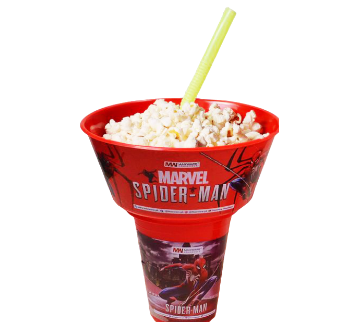 2 in 1 Snack Tub with Straw Glass - Spider Man